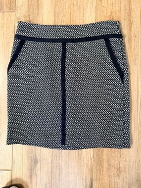 LOFT Black and White Tweed Pencil Skirt